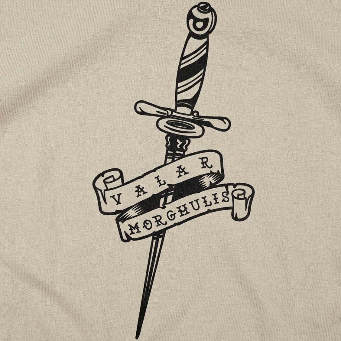 Valar Morghulis Dagger and Banner Tattoo Design