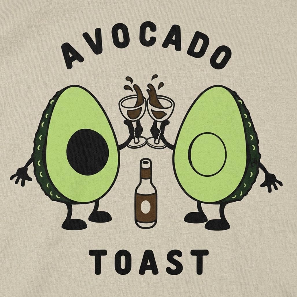 Avocado Toast Two Avocado Halves Clinking Champagne Glasses