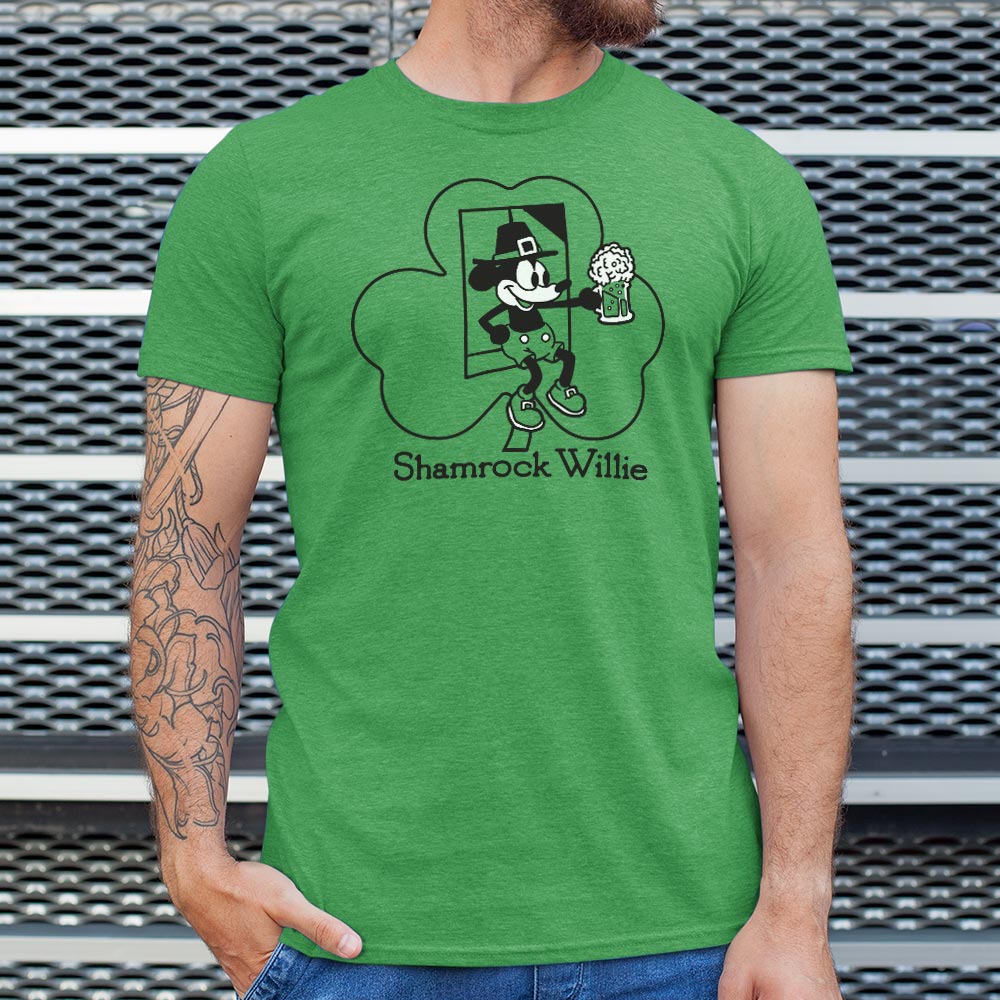 Shamrock Willie Cartoon Mouse Holding a Beer Mug