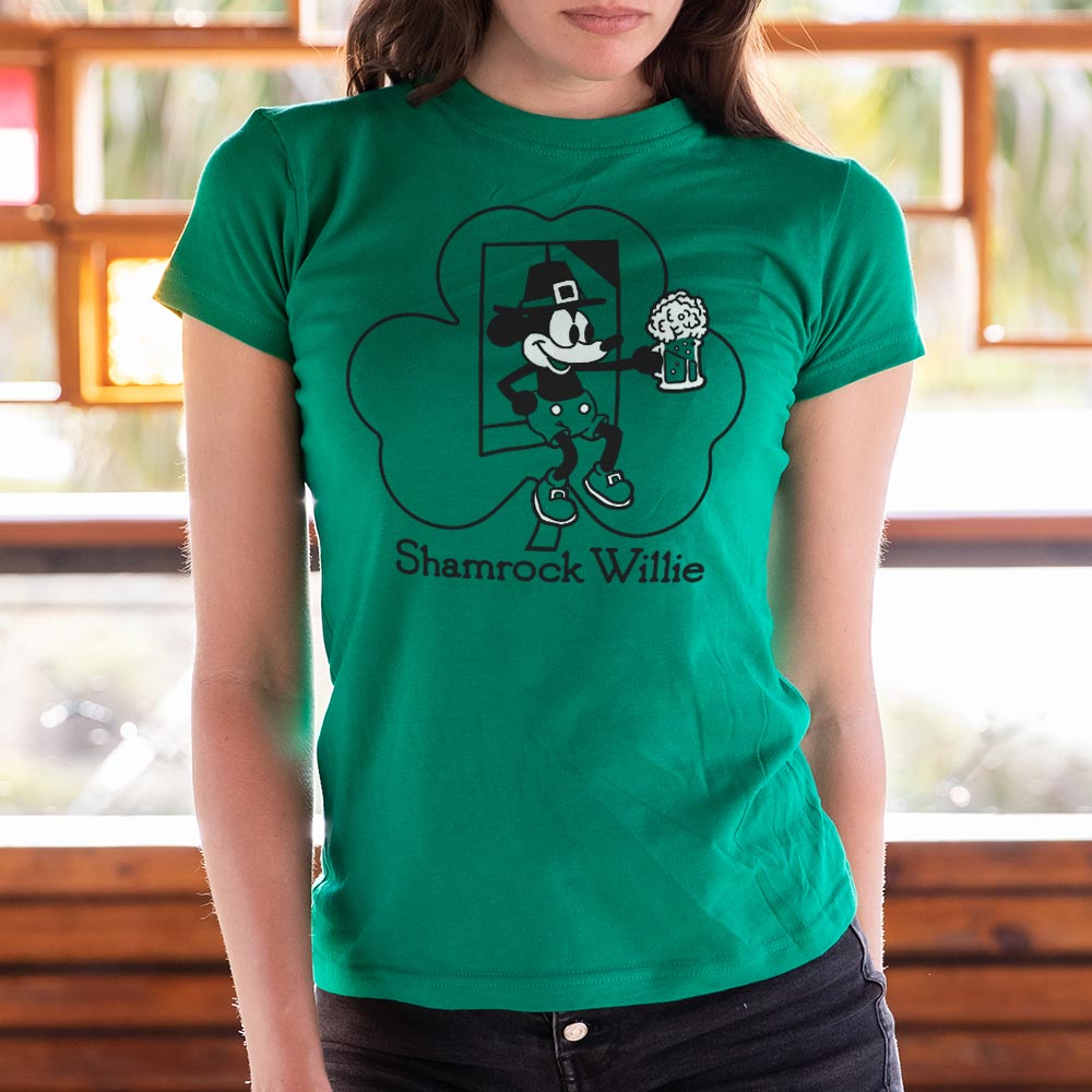Shamrock Willie Cartoon Mouse Holding a Beer Mug