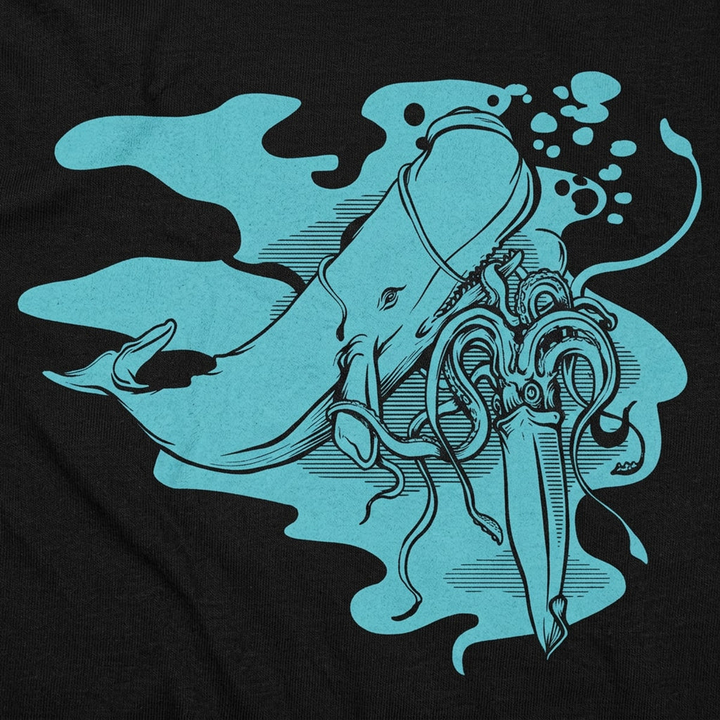 Squid vs Whale Deep Sea Battle Illustration