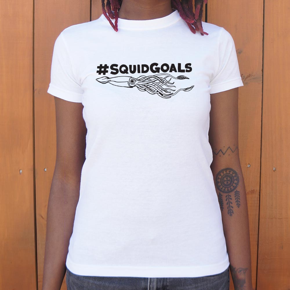 Squid Goals Hashtag Pun with Squid Illustration