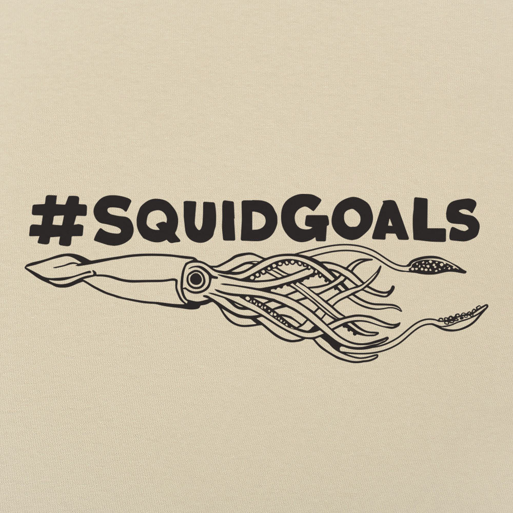 Squid Goals Hashtag Pun with Squid Illustration