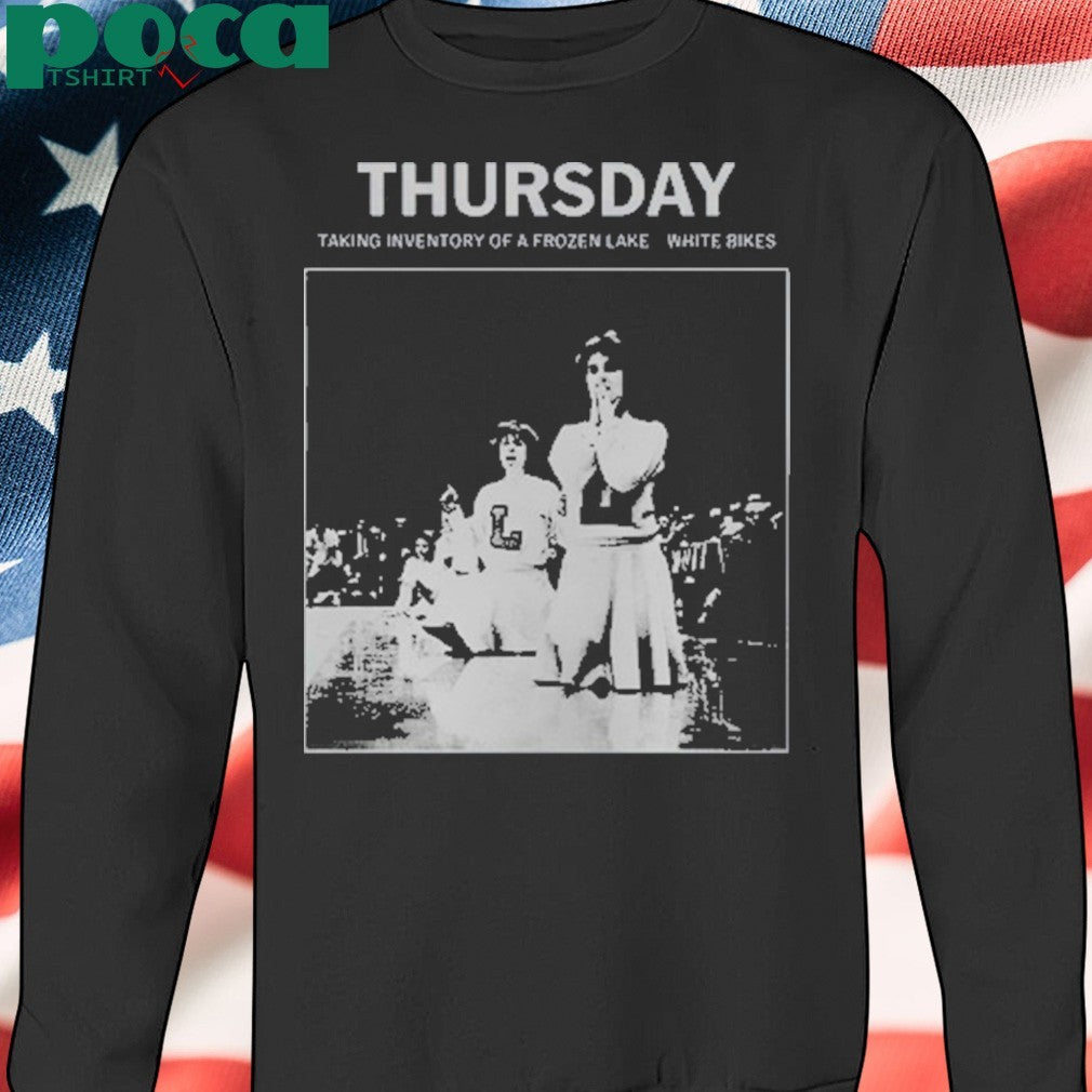 Thursday Taking Inventory Of A Frozen Lake White Bikes T-Shirt