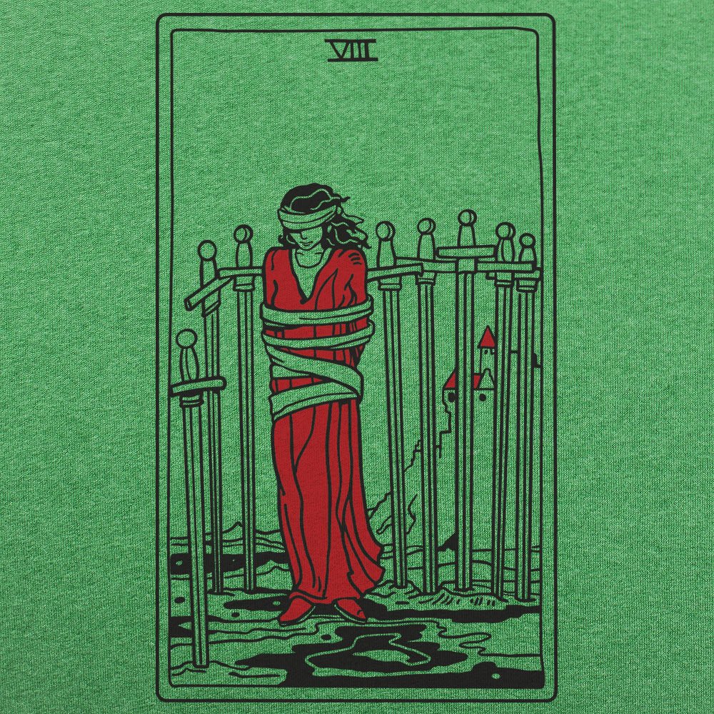 Tarot Card Eight Of Swords Blindfolded Woman Bound