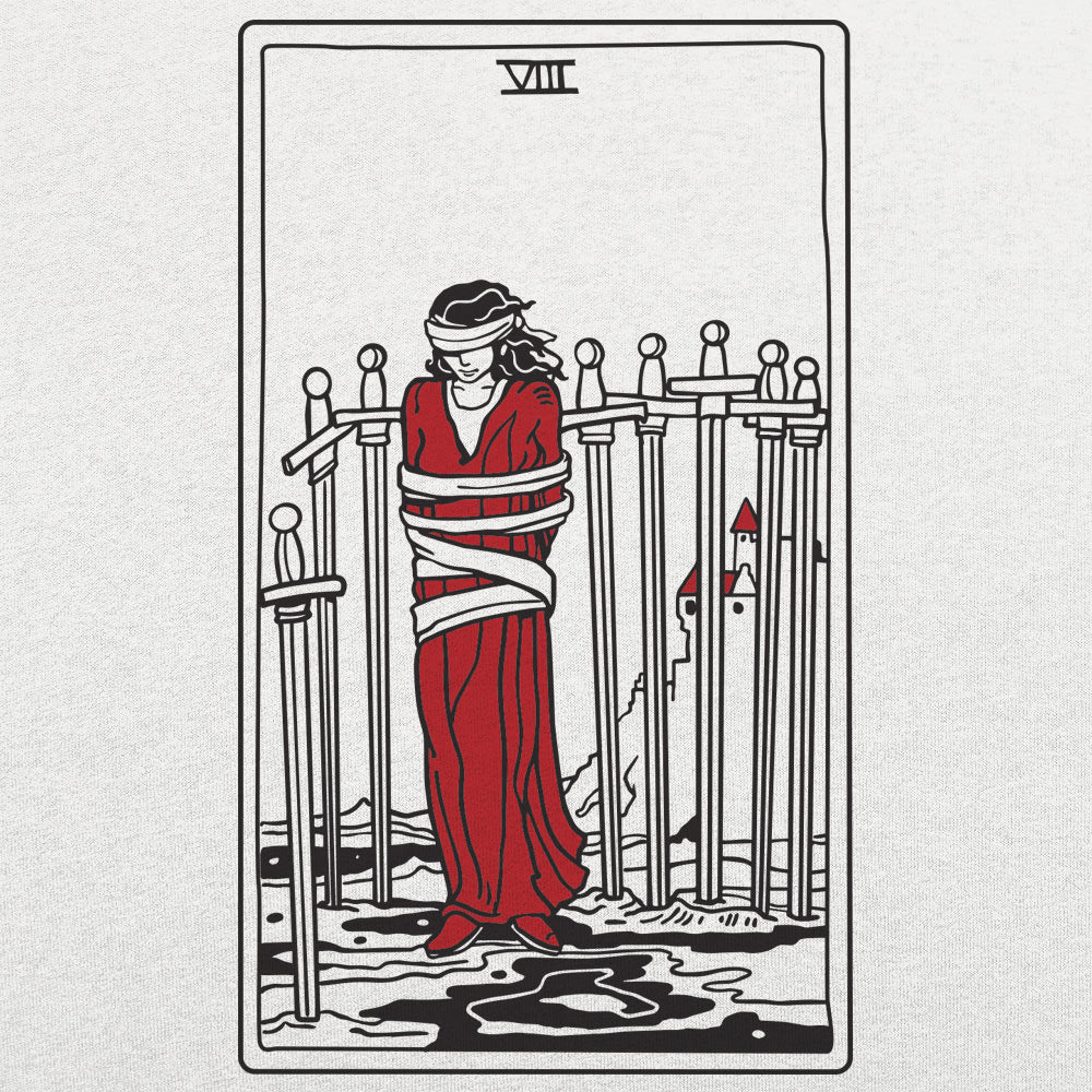 Tarot Card Eight Of Swords Blindfolded Woman Bound