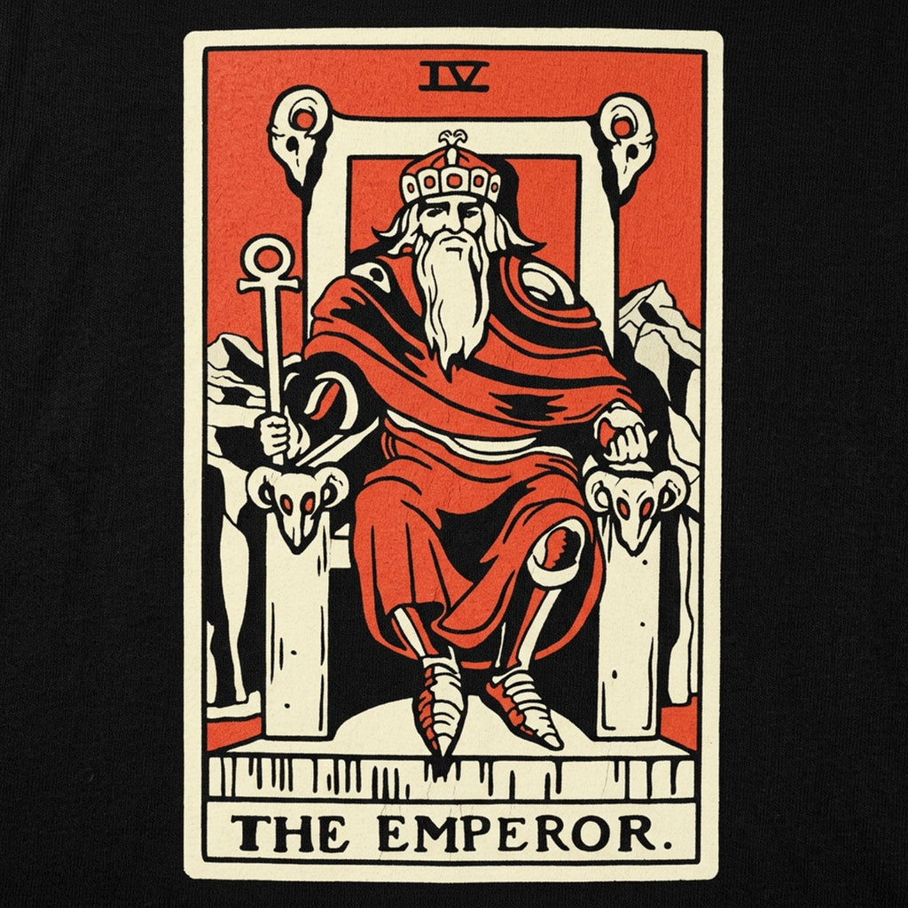 Tarot Emperor Card with Crowned King on Throne