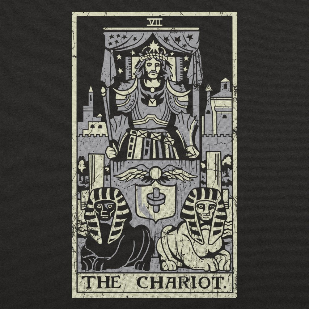 Tarot Chariot Card with Armored Knight and Sphinxes