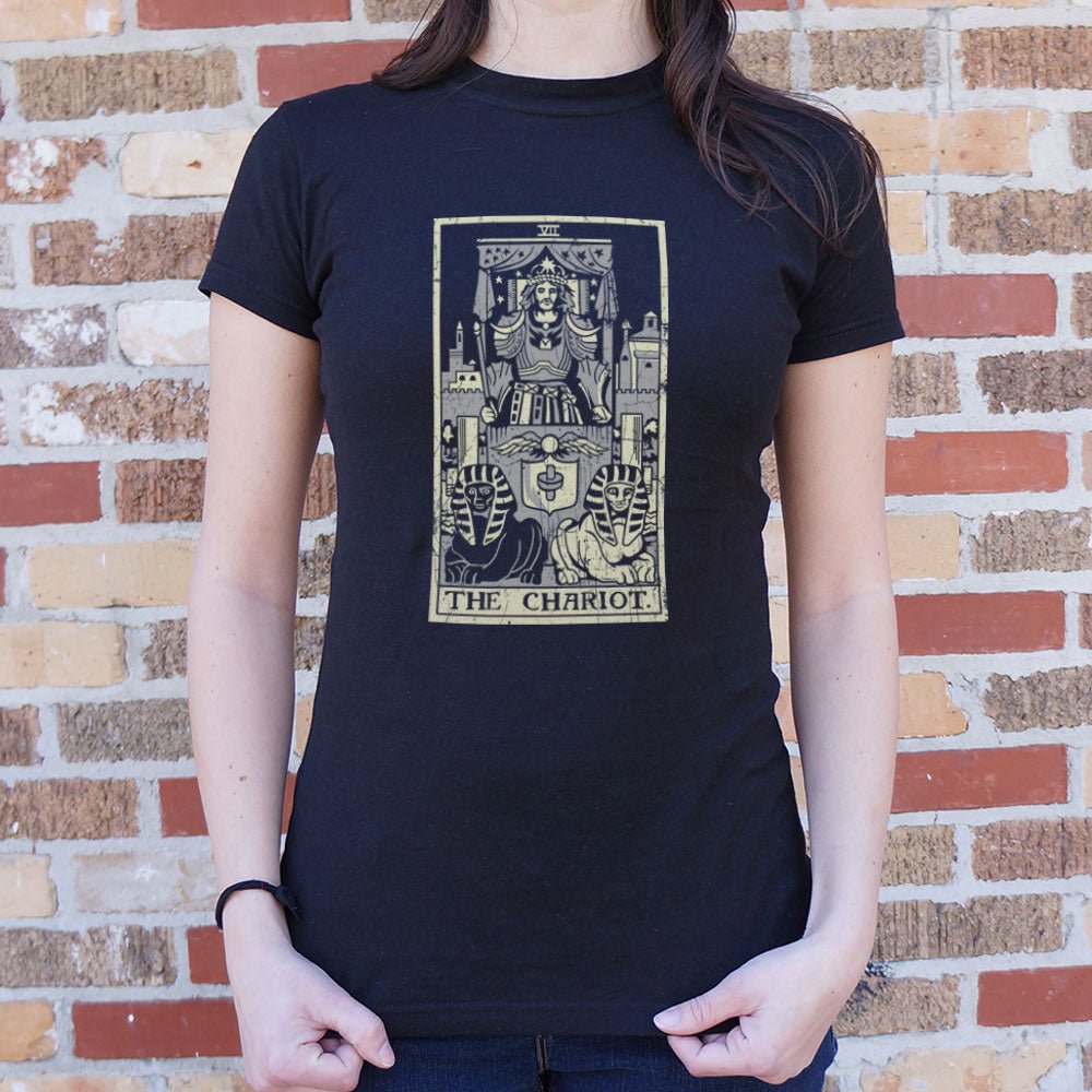 Tarot Chariot Card with Armored Knight and Sphinxes