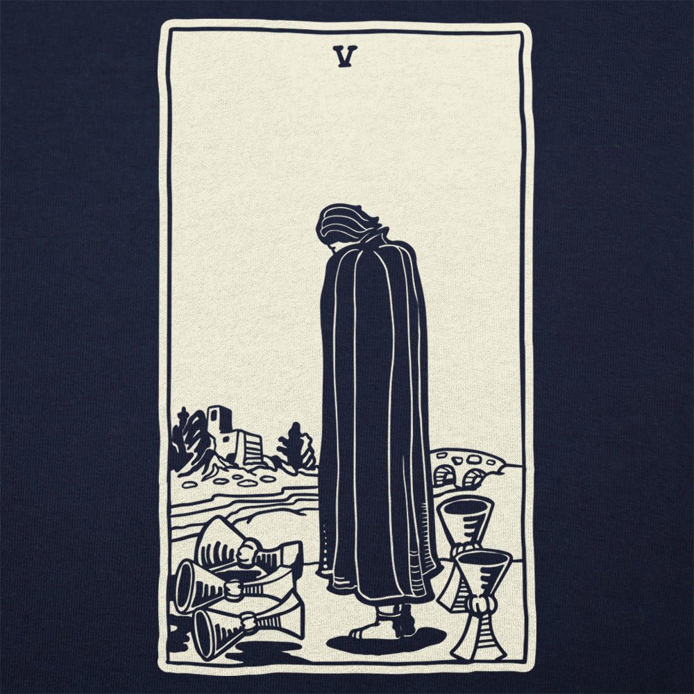 Tarot Five of Cups Card Hooded Figure Mourning