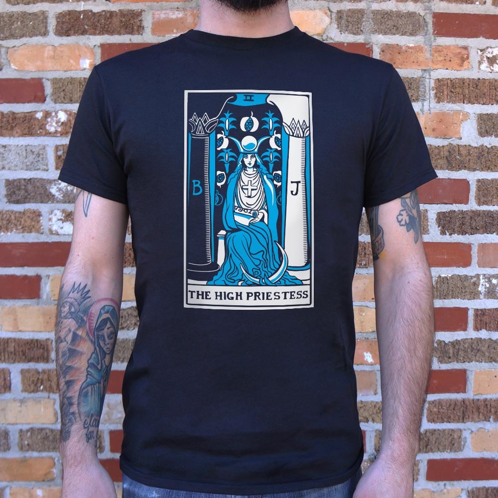 Tarot High Priestess Card with Moon and Pillars