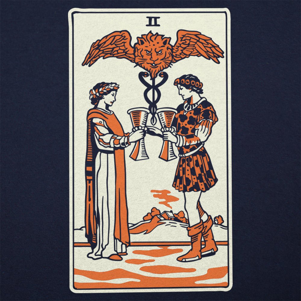 Tarot Two of Cups Lovers Toasting with a Winged Caduceus