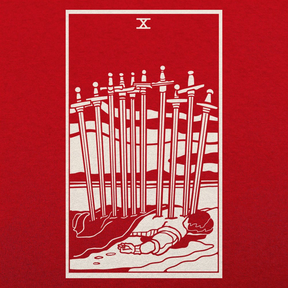 Tarot Ten of Swords Card with Fallen Figure