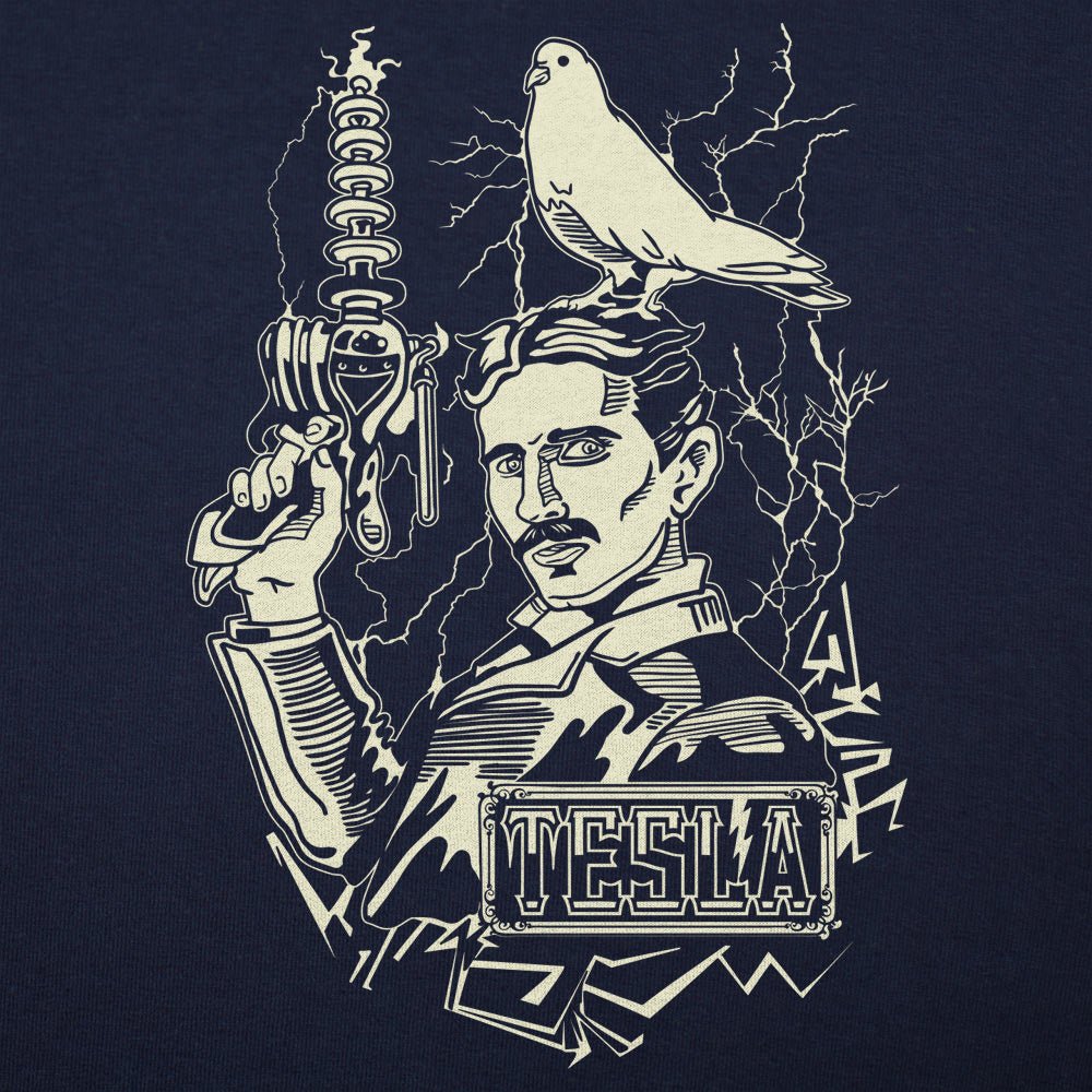 Nikola Tesla with Lightning Coil and Pigeon