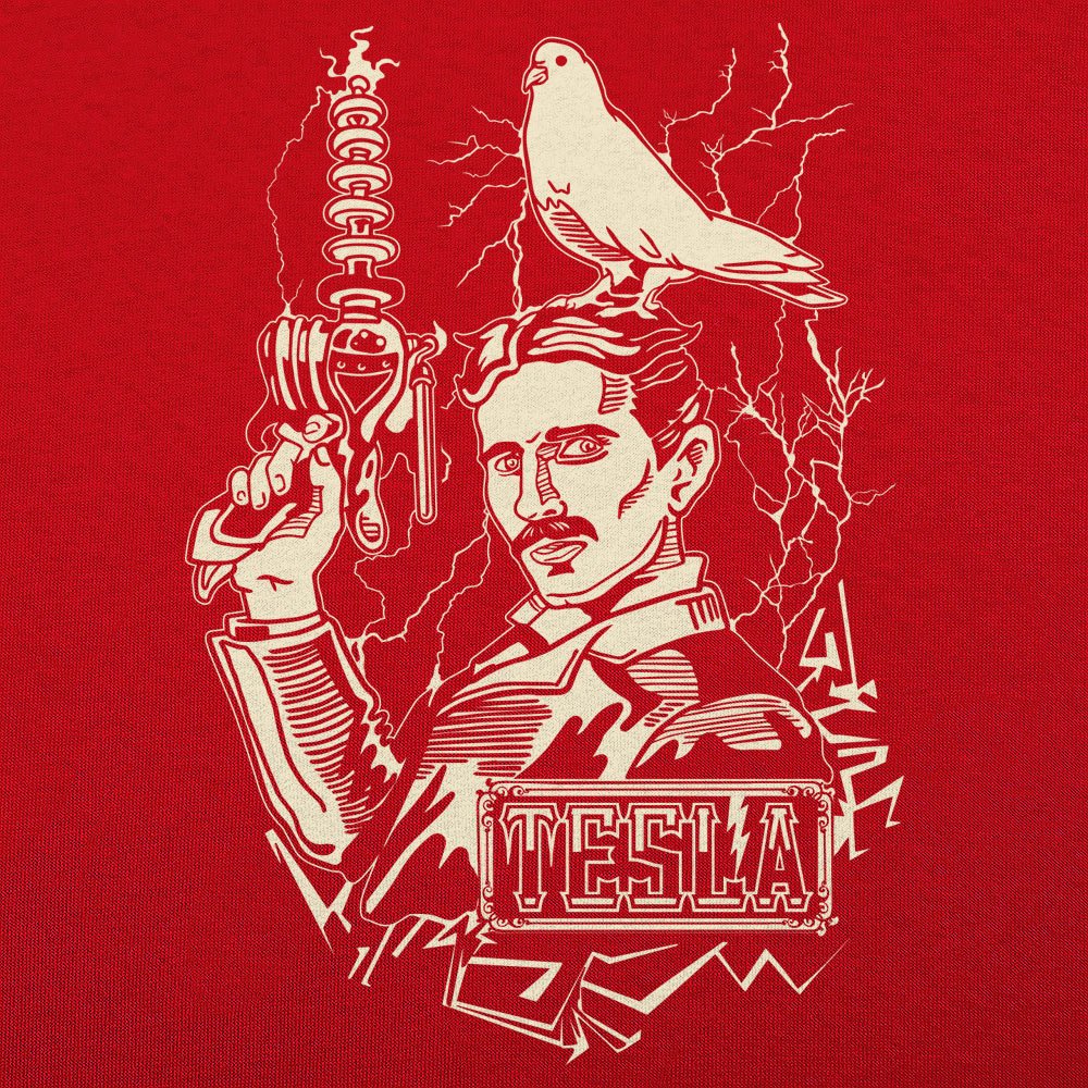 Nikola Tesla with Lightning Coil and Pigeon