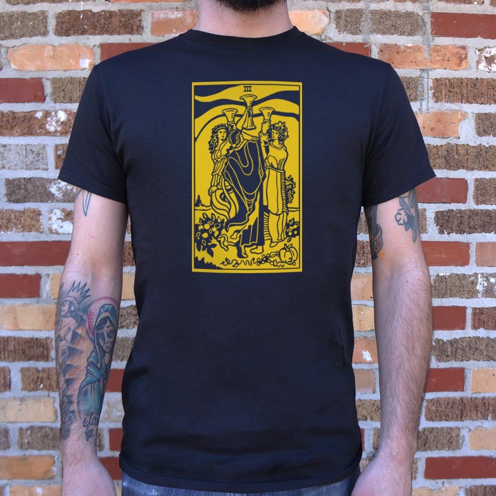 Tarot Three of Cups Card Celebrating Friends Toasting