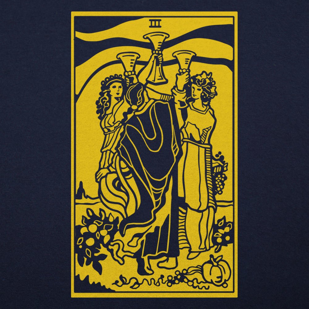 Tarot Three of Cups Card Celebrating Friends Toasting