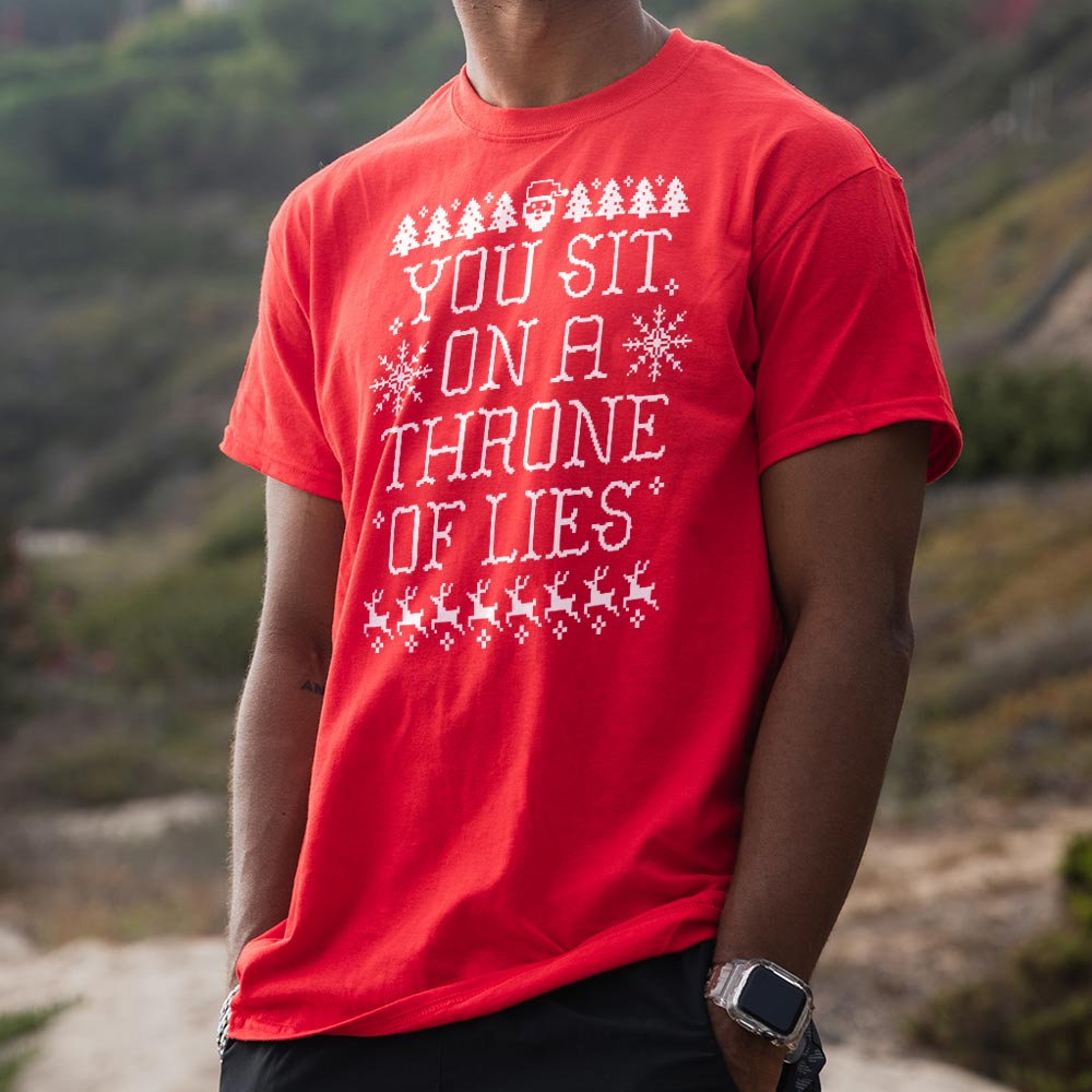 Throne of Lies Ugly Christmas Sweater Santa Quote