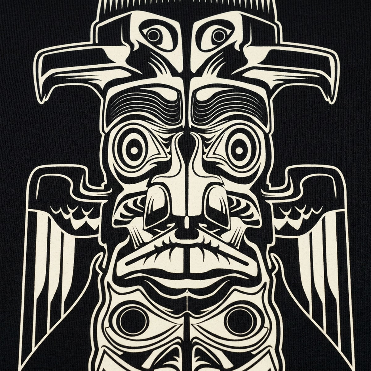Totem Pole Design with Stacked Animal Faces