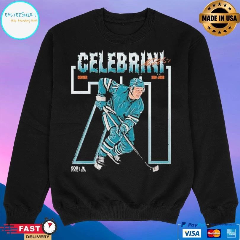 Macklin Celebrini San Jose Number Outline 71 T-shirts