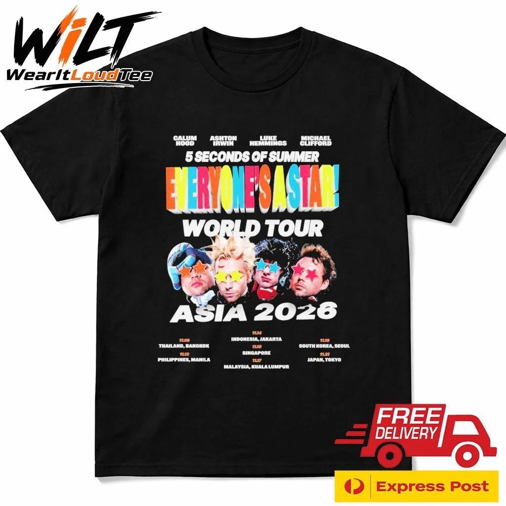 5 Seconds of Summer Asia Tour 2026 Everyones A Star Shirt