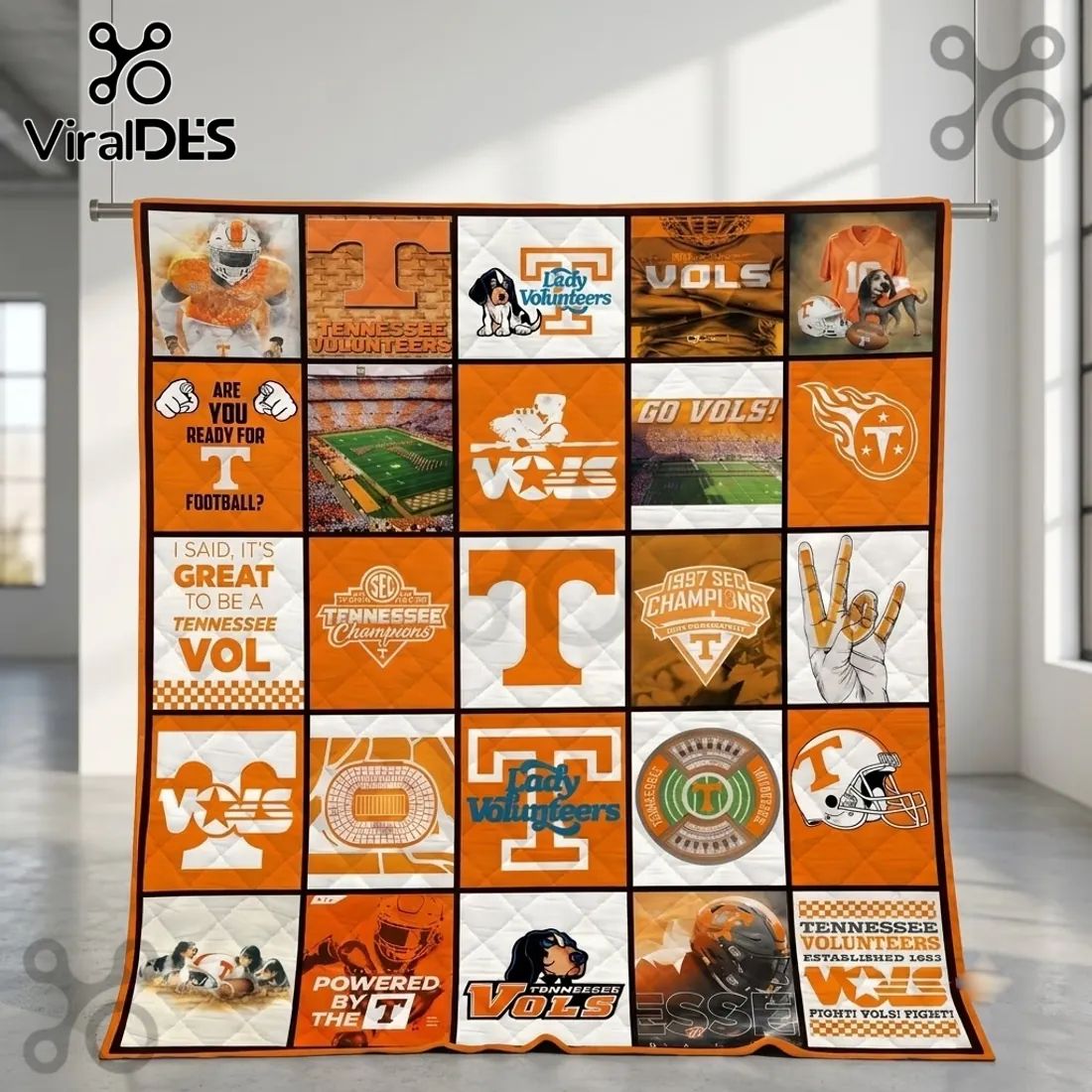 Tennessee Volunteers Logo Patchwork Quilt Throw Blanket