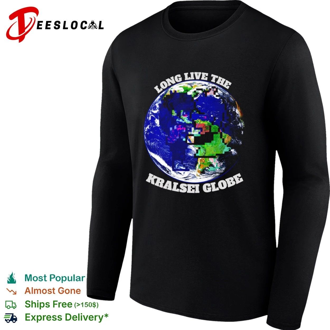 Long Live the Kralsei Globe Earth Pixel Art T-shirt
