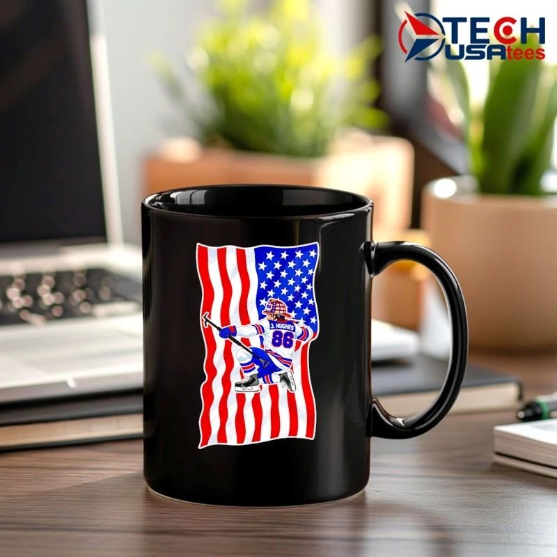 Jack Hughes No. 86 Patriotic Hockey American flag shirt