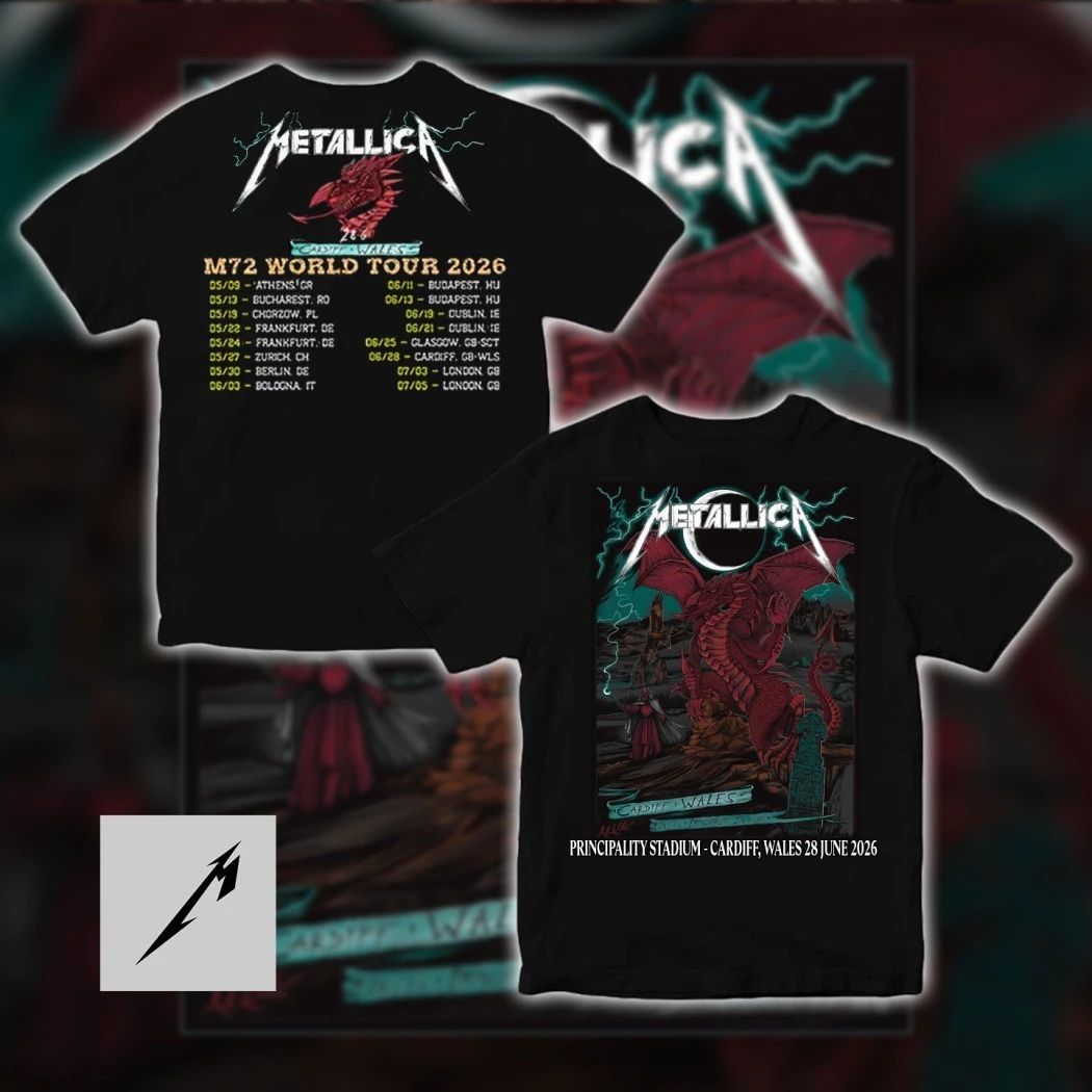 Metallica M72 World Tour 2026 Cardiff Red Dragon Concert Memorabilia T-Shirt