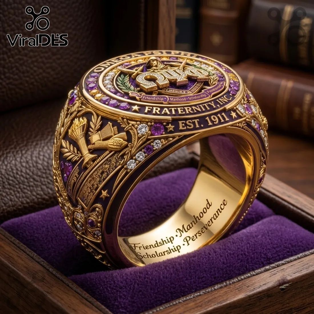 Omega Psi Phi 1911 EST Fraternity Ring