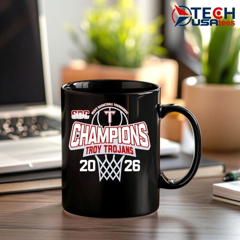 Troy Trojans 2026 Sun Belt Men’s Basketball Tournament Champions logo shirt