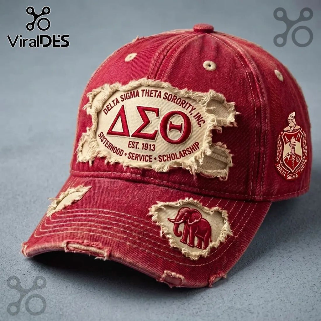 Delta Sigma Theta Sorority Distressed Crimson Baseball Cap