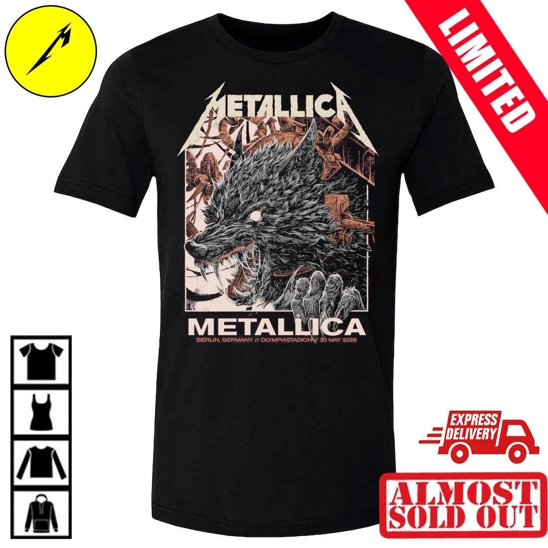 Metallica M72 Berlin Shirt 2026 – Collin Estrada Artwork – Olympiastadion 30. Mai Pop-Up Shop