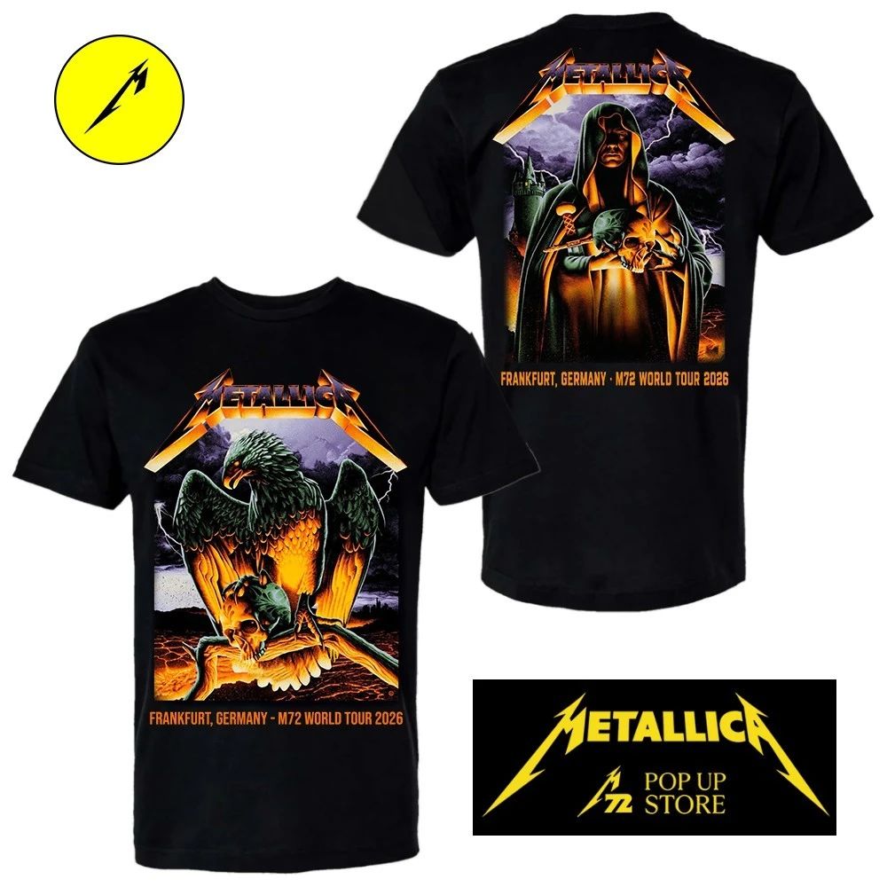 Metallica Frankfurt Germany M72 World Tour 2026 imited-Edition Concert Night 1 and Night 2 Double-Sided T-Shirt – Deutsche Bank Park, Germany