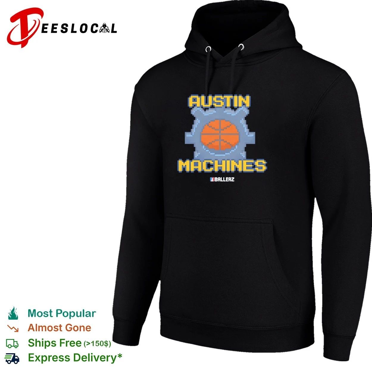 Austin Machines Ballerz basketball pixel art T-shirt