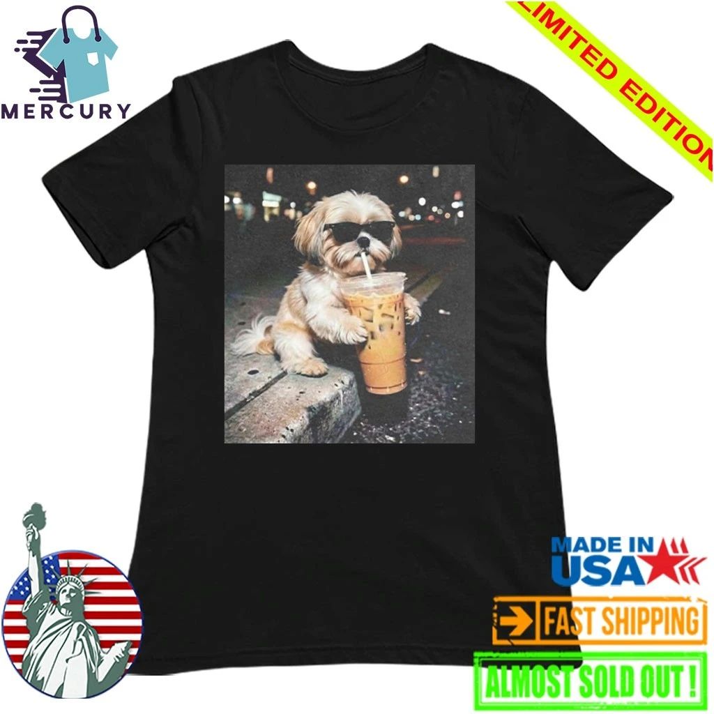 Shih Tzu Drinking Iced Coffee Shirt