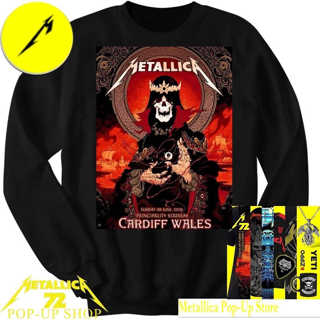 Metallica Cardiff 2026 Concert T-Shirt M72 Tour Wales Special Event Tee