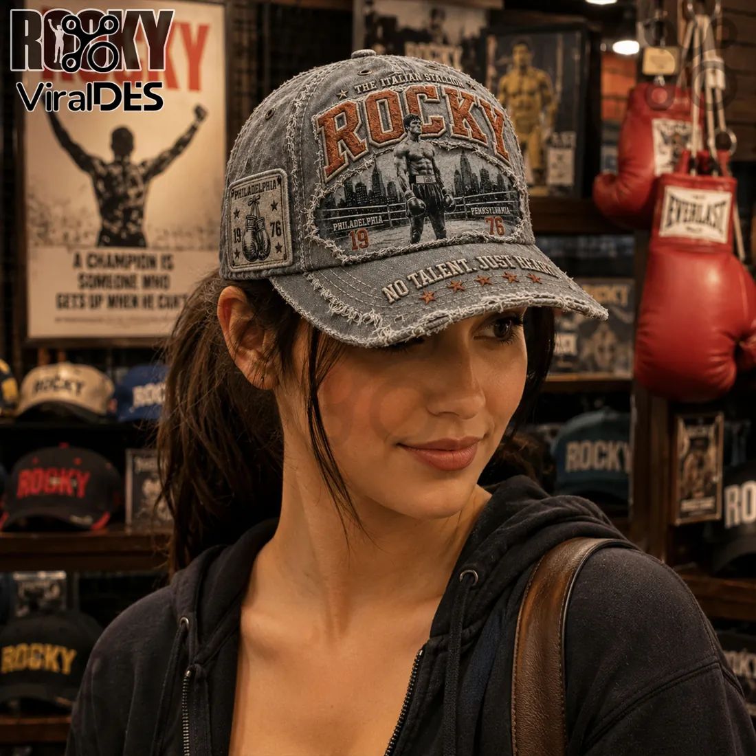 Rocky Balboa The Italian Stallion Distressed Baseball Cap