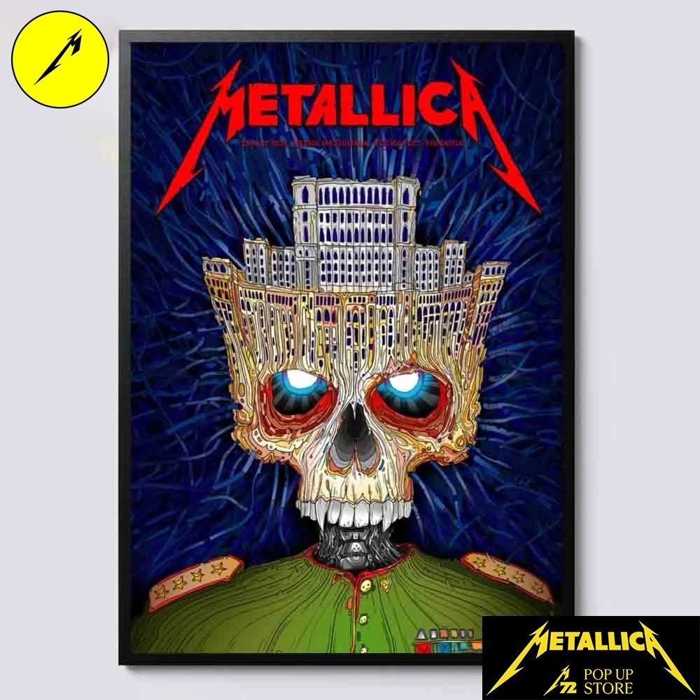 Metallica Bucharest 2026 Venue Poster Palace of the Parliament Skull For May 13 2026 At Arena Nationala M72 Bucharest Romania Poster Canvas