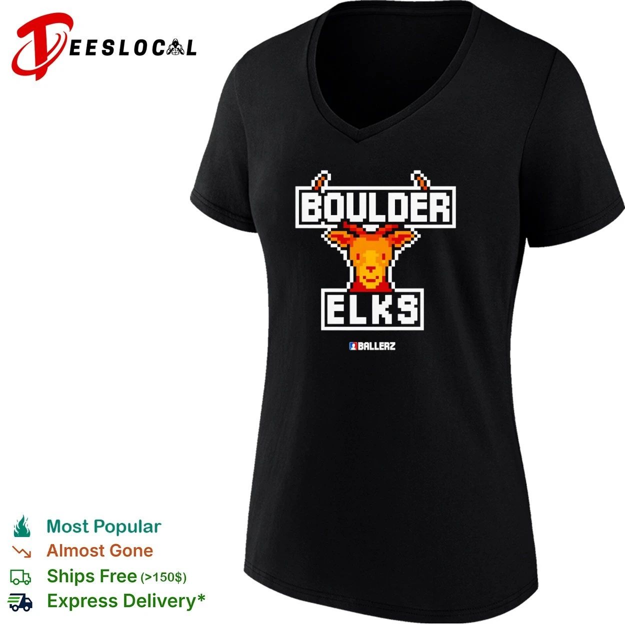 Boulder Elks Ballerz pixel art sports team T-shirt