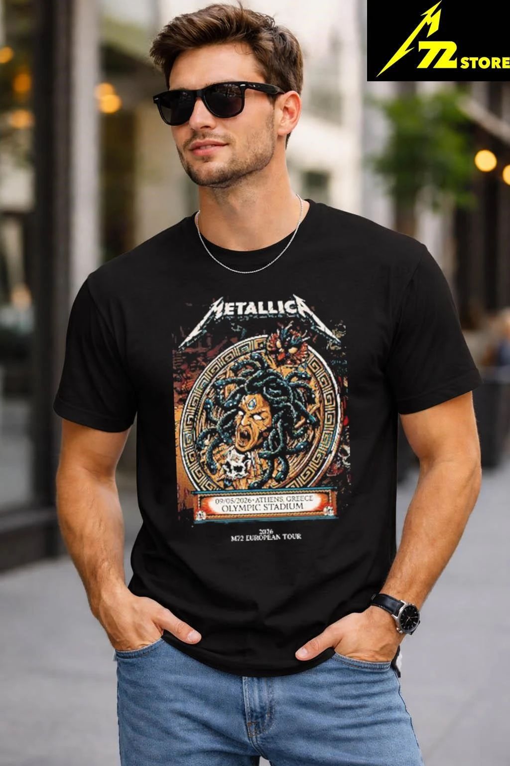 Metallica M72 Athens Fan Card Pop Up Shop At Olympic Stadium Greece On May 9 2026 M72 European Tour Medusa Art Shirt