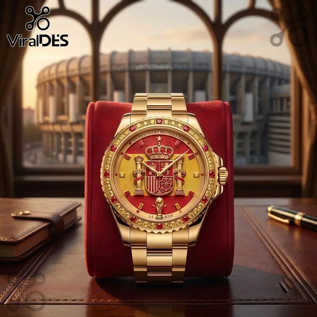Spain National Football Team Gold Luxury Watch