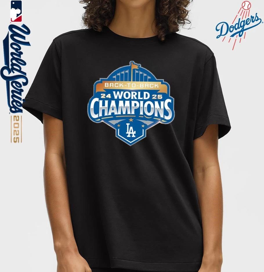 Los Angeles Dodgers Back To Back 2024-25 World Champions Official Logo T-Shirt
