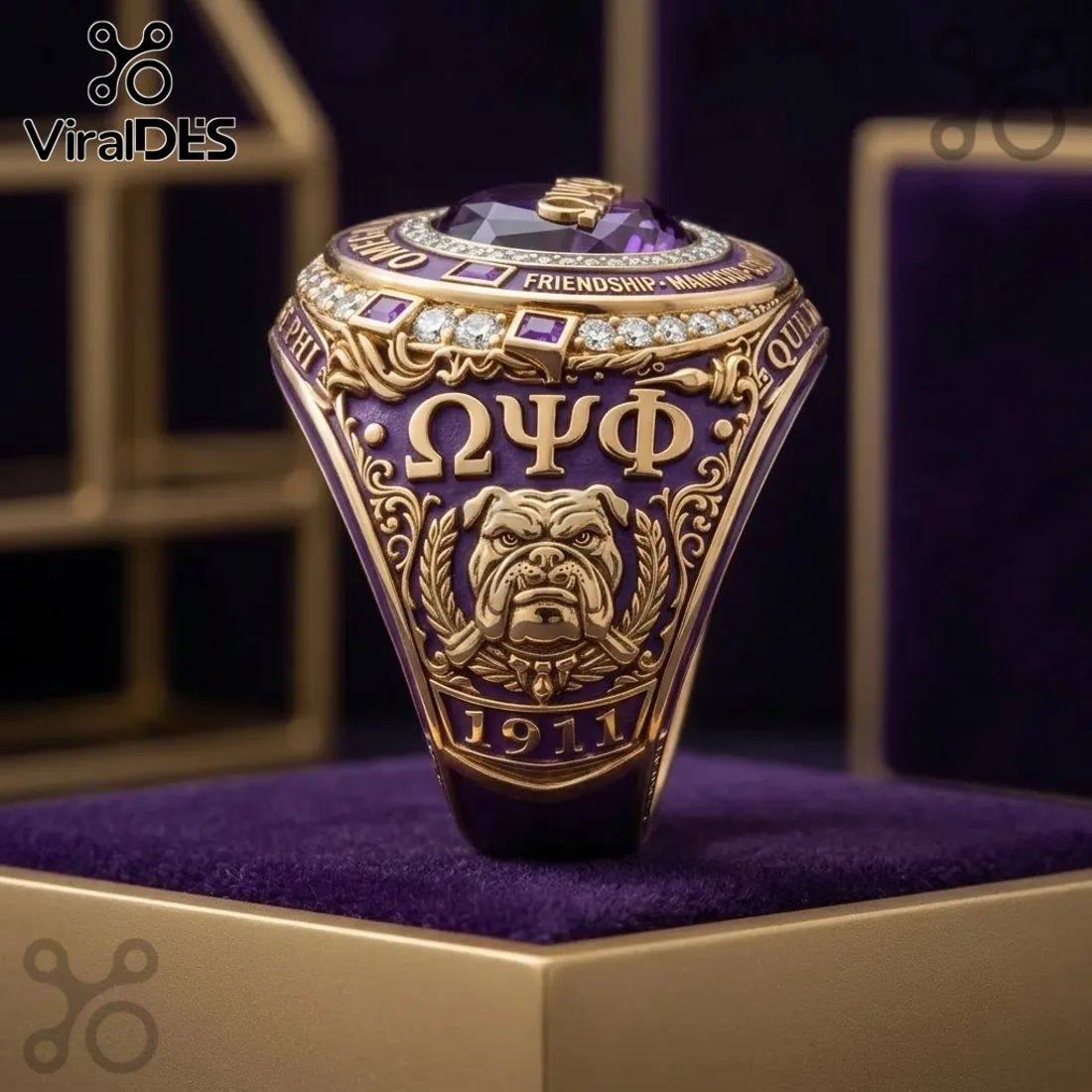 Omega Psi Phi Fraternity Bulldog Ring