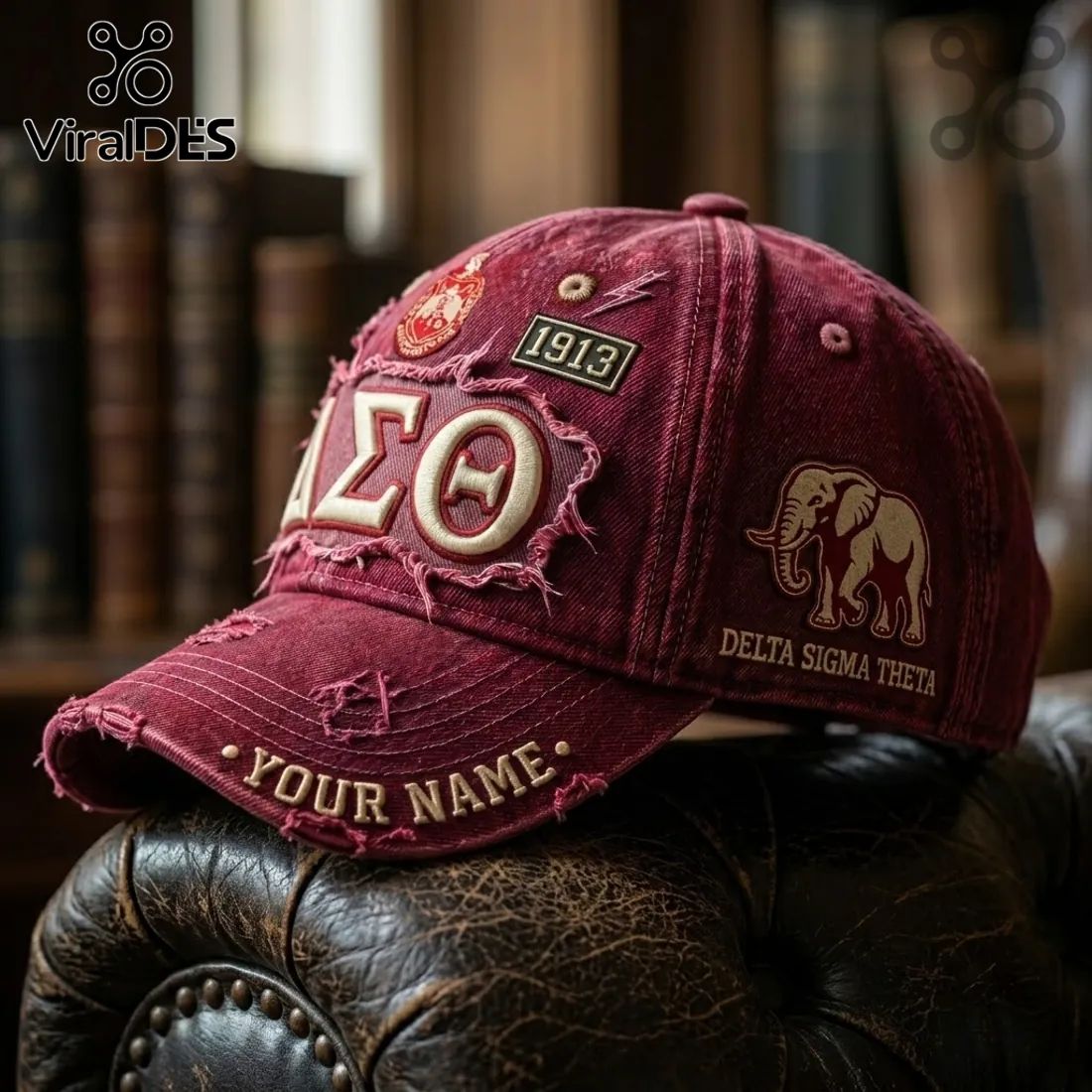 Delta Sigma Theta Red Distressed Baseball Cap