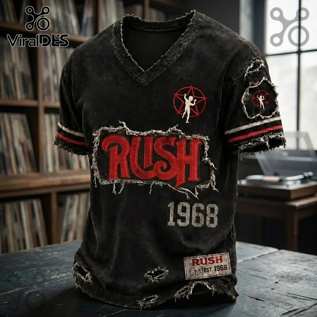 Rush Rock Band Limited Edition Distressed T-Shirt