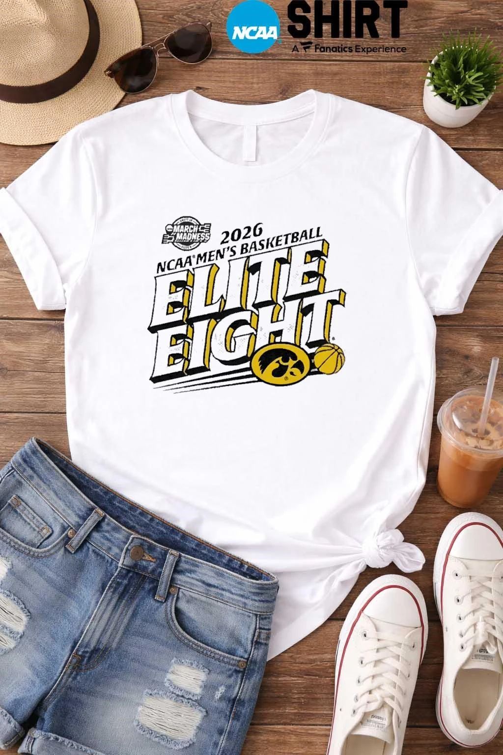 2026 Sweet NCAA 16 March Madness Elite 8 Champions Iowa Hawkeyes Logo t-shirt
