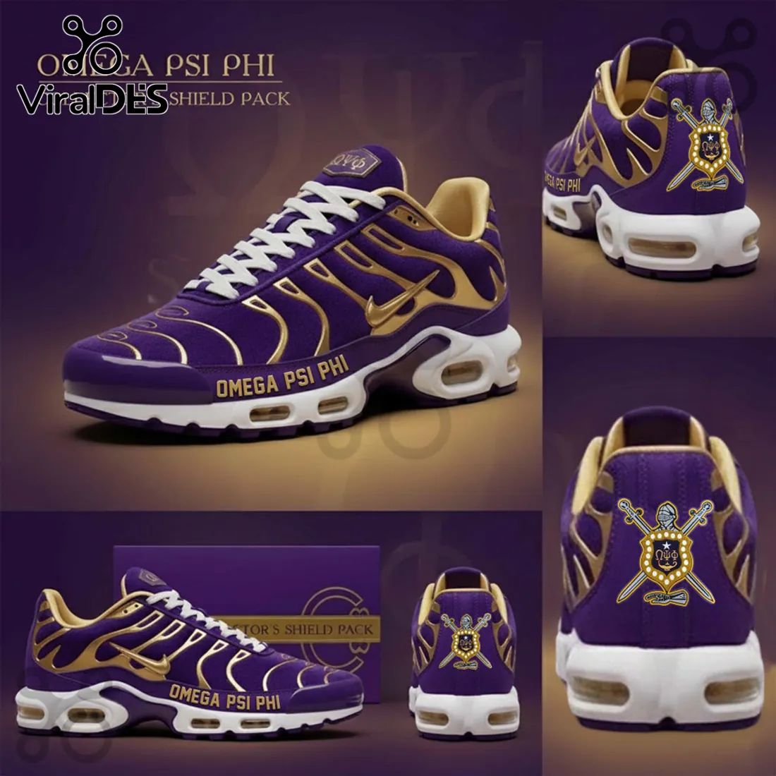 Omega Psi Phi Purple Gold Air Max Plus Shoes