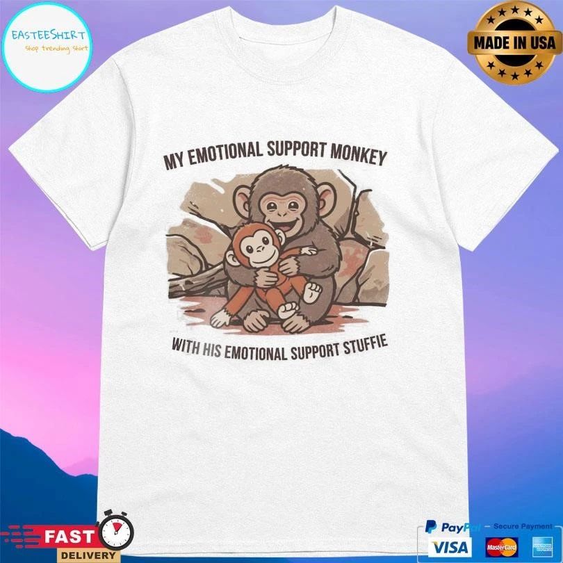 Punch Macaque Monkey My Emotional Support Monkey With His Emotional Support Stuffie 2026 T-shirts