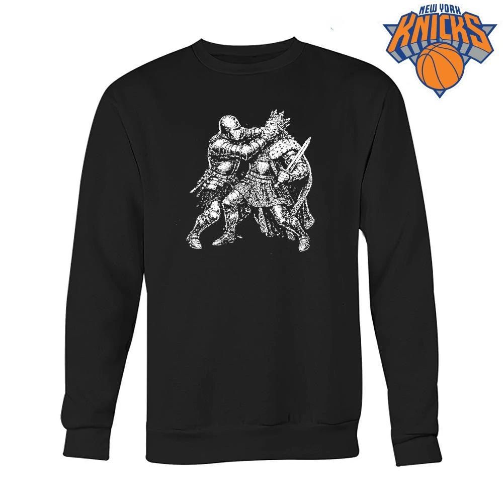 Medieval Knight Punching King Crown Sword Graphic Retro Art Shirt
